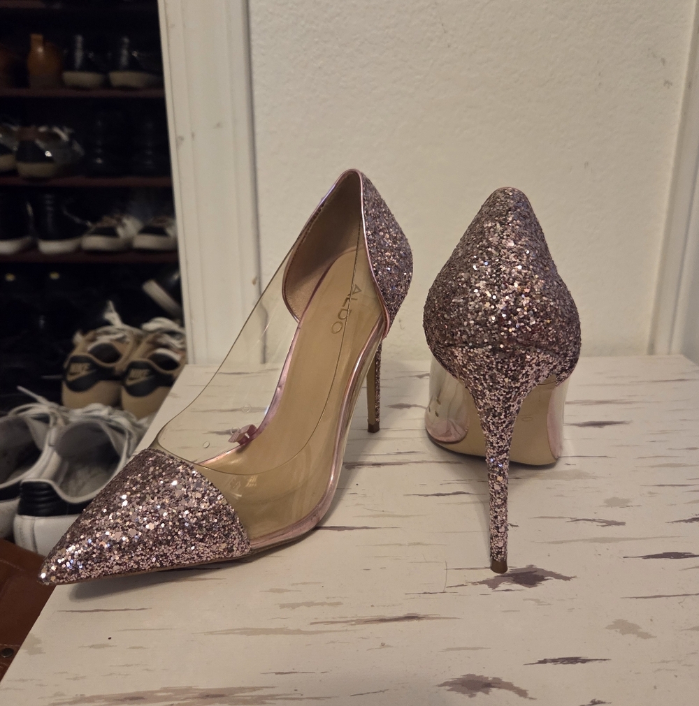 Aldo Pink Glitter Heels